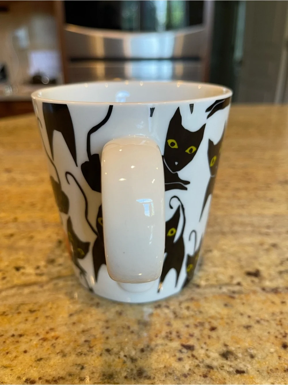 Crate&Barrel Halloween Black Cat Pumpkin Mug Ceramic Large 16 oz